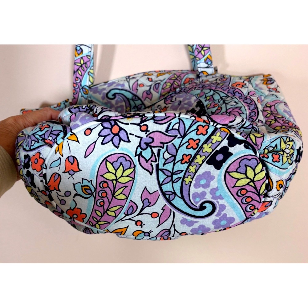 Vera Bradley Quilted Large Glenna Tote Maddalena Paisley Purple Orange Yellow - Picture 6 of 13
